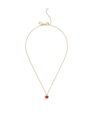 Coach Faux Stone Halo Heart Pendant Necklace