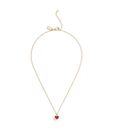 Coach Faux Stone Halo Heart Pendant Necklace