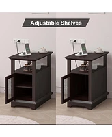 gaomon Nightstand with Usb Ports and Storage Cabinet - End Table with Charging Station