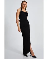 Quiz Women's Scuba Crepe Buckle Detail Halter Neck Maxi Dress