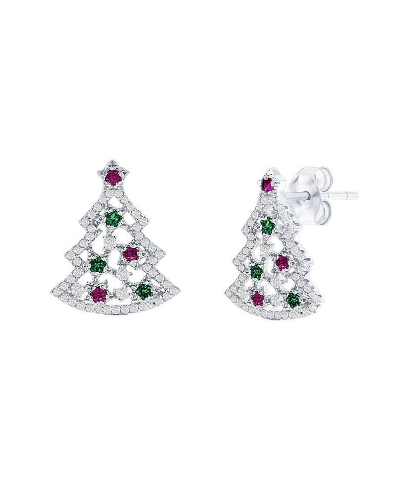 Simona Sterling Silver, Christmas Tree Stud Earrings