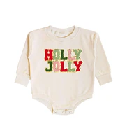 Sweet Wink Baby Girls Holly Jolly Patch Christmas Long Sleeve Romper