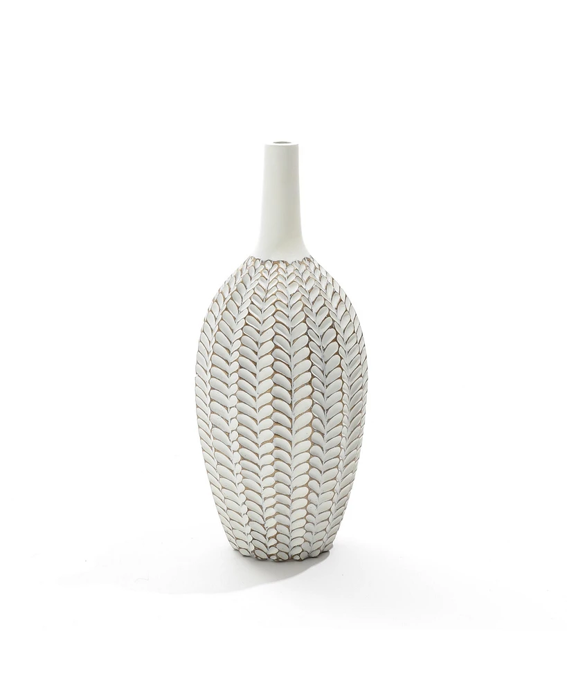 LuxenHome Modern Geometric Pattern Polyresin 19.5-Inch Tall Trumpet Vase