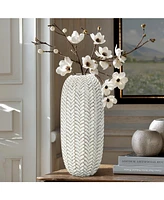 LuxenHome Modern Geometric Pattern Polyresin -Inch Tall Cylinder Vase