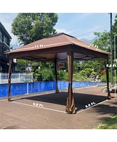 Slickblue Pop-Up Gazebo Canopy with Removable Zipper Netting and 2-Tier Soft Top for Events