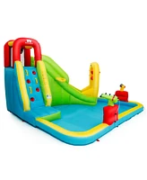 Gymax Outdoor Inflatable Splash Water Bounce House Jump Slide w/Blower