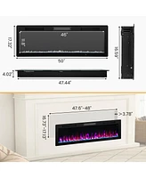 Sugift Electric Fireplace 50 Inches Recessed and Wall Mounted