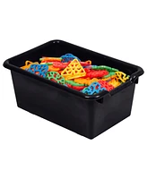 ECR4Kids Scoop Front Storage Bins, Black, 10-Piece