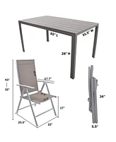 Slickblue Outdoor Dining Set Aluminum Table with 4 Folding Sling Back Chairs