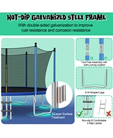 Gymax 14FT Recreational Trampoline w/ Inner Enclosure Net Basketball Hoop Ladder