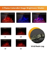 Sugift 28 Inch Electric Freestanding and Recessed Fireplace with Remote