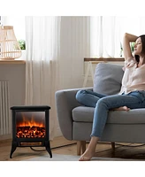 Sugift Compact Portable Space Heater with Realistic Flame Effect