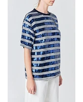 Grey Lab Women's Sequin Stripe Top