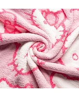 Saturday Park Hello Kitty Cute Faces Pink Feather Knit Fluffy 50x60 Throw Blanket