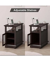 gaomon Side Table with Usb Ports and Outlets, 3-Tier Nightstand with Charging Station, End Table