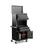 Costway 6-Drawer Rolling Tool Chest 3-in-1 Heavy-Duty Storage Cabinet with Universal Wheels