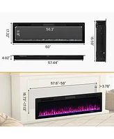 Sugift Electric Fireplace 60 Inches Recessed and Wall Mounted for 2' x 6' Stud