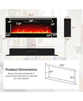 Sugift 36 Inches Electric Fireplace Heater Recessed with Led Strip Lights and Remote Control