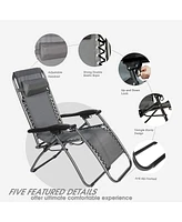 Slickblue Zero Gravity Patio Chair Adjustable Folding Reclining Chair with Pillow for Ultimate Relaxation