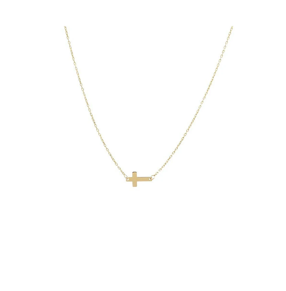 By Adina Eden Mini Solid Cross Necklace 14K