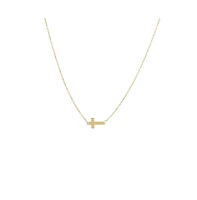 By Adina Eden Mini Solid Cross Necklace 14K