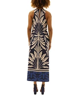 Donna Morgan Women's Halter Border-Print Maxi Dress