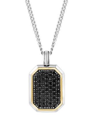 Effy Men's Black Spinel 22" Pendant Necklace (1-3/8 ct. t.w.) in Sterling Silver & 18k Gold-Plated Sterling Silver