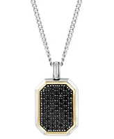 Effy Men's Black Spinel 22" Pendant Necklace (1-3/8 ct. t.w.) in Sterling Silver & 18k Gold-Plated Sterling Silver