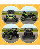 Qaba 24V 7AH Ride on Car, 2 Seater 4 Mph Utv w/ Music,