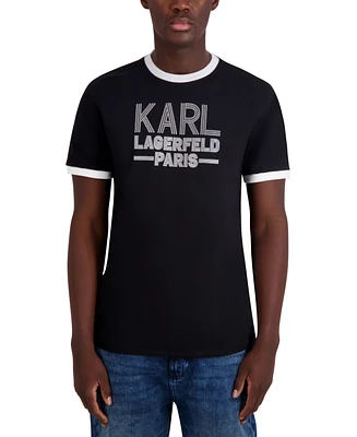 Karl Lagerfeld Paris Men's Logo Ringer T-Shirt