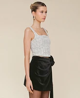 Avec Les Filles Women's Tweed Corset Sleeveless Top