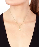 Effy Cultured Freshwater Pearl (8mm) & Diamond Accent Polished Oval 18" Pendant Necklace in 14k Gold