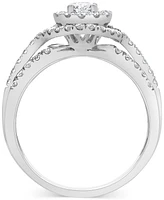 Diamond Double Halo Engagement Ring (1 ct. t.w.) in 14k White Gold