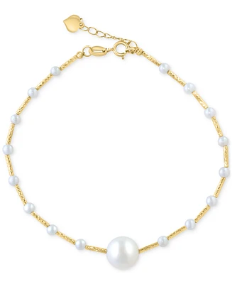 Effy Cultured Freshwater Pearl (2-1/2 & 8mm) Link Bracelet in 14k Gold