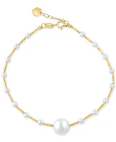 Effy Cultured Freshwater Pearl (2-1/2 & 8mm) Link Bracelet in 14k Gold