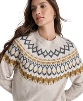 Dkny Jeans Women's Fair Isle Crewneck Raglan Sweater