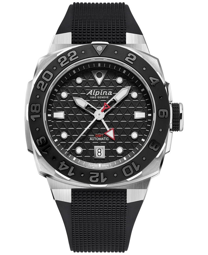 Alpina Men's Swiss Automatic Seastrong Extreme Black Rubber Strap Watch 39mm