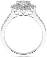 Diamond Pear-Shaped Halo Cluster Engagement Ring (3/4 ct. t.w.) in 14k White Gold