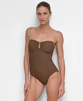 Dkny Women's Textured Shirred One-Piece Swimsuit