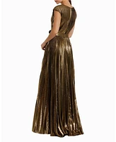 Mac Duggal Women's Pleated Metallic Jersey Gown With Belt