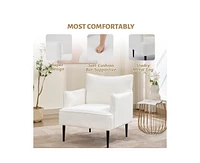 gaomon Modern Accent Chair, Corduroy Living Room Armchair for Bedroom, Modern Accent Armchair Comfy Reading Chair Single Sofa for Waiting Room, White