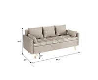 gaomon Sofa Leather 3-Seater Sofa Comfortable Living Room Sofa Modern Sofa with seat Storage Sofa and Ottoman Set with Hand-Stitched Cushions Suitable