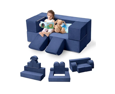 gaomon Kids Play Couch, 6Pcs Modular Kids Play Sofa for Playroom Bedroom, Kids Modular Couch Toddler Foam Sofa