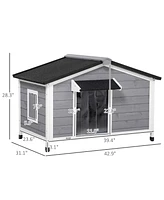 PawHut Dog House Outdoor Cabin Style with Openable Roof,