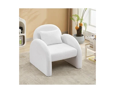 gaomon Sherpa Accent Chair,Teddy Upholstered Arm Single Sofa,Modern Fluffy Reading Chair for Living Room, Bedrooms, Corner,Mid Century Accent Armchair