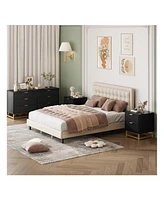 Dresser For Bedroom, Large 6 Drawer Organizer With Golden Metal Handle And Legs, Modern Chest Of Drawers, Closet, Hallway, L