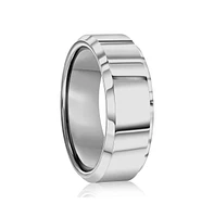 Metallo Polished Silver Tungsten Ring