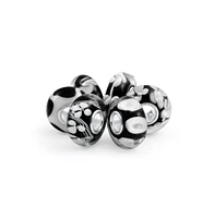 Bling Jewelry Mixed Set Of 4 or 6 Bundle .925 Sterling Silver Core Translucent Shades Of White Black Animal Spots Gold Specks Floral Murano Glass Char