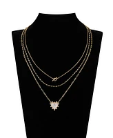 Unwritten Mother of Pearl and Cubic Zirconia Heart Toggle Layered Necklace Set