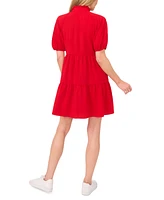 CeCe Women's Short Sleeve Tiered V-Neck Baby Doll Dress